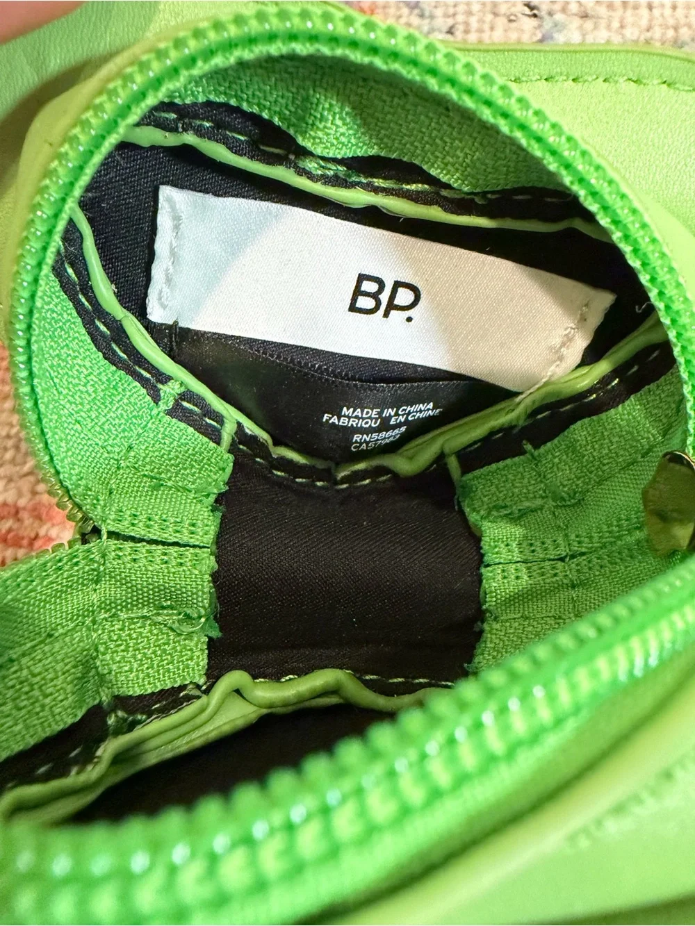 Nordstrom BP Neon Green Heart Zip Earbud Case Keychain Pouch